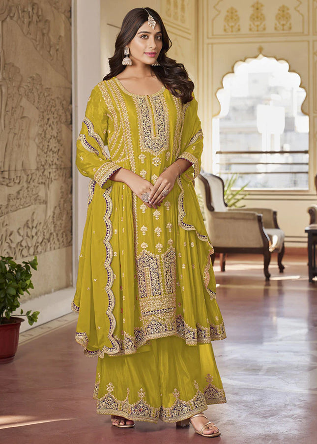 Yellow Multi Embroidered Sharara Suit