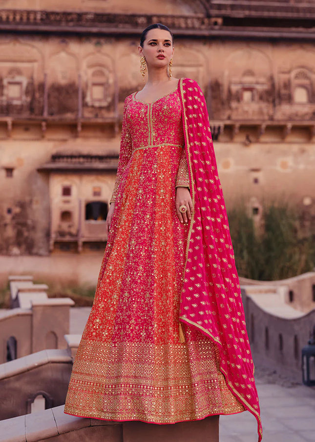 Pink Multicolor Embroidered Anarkali Gown