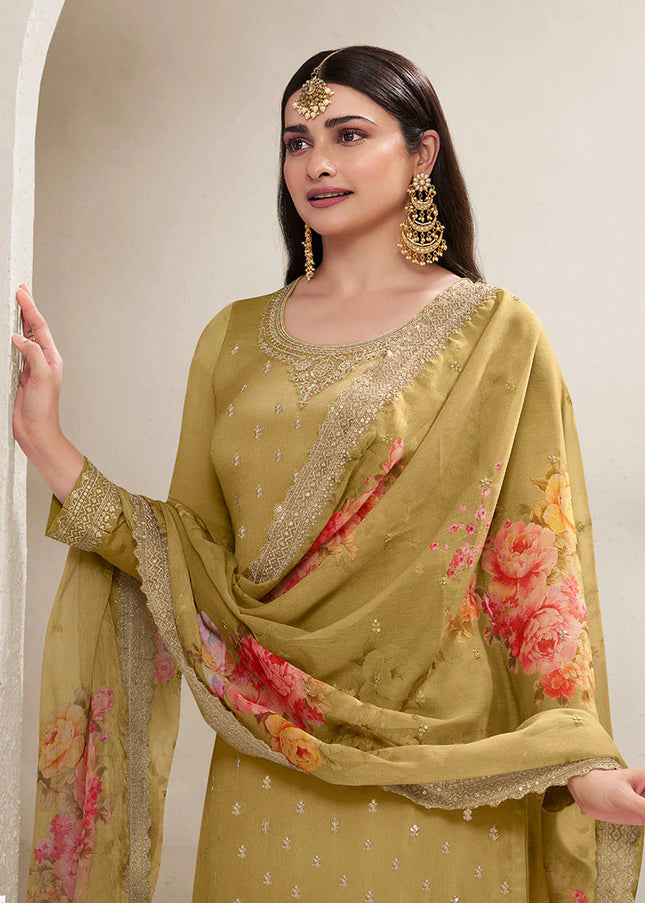 Yellow Embroidered Sharara Suit