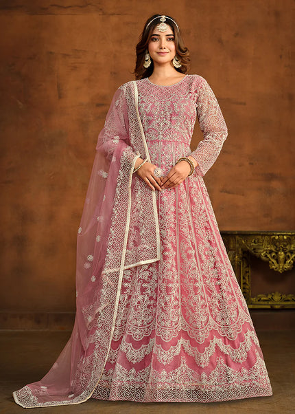 Pink Embroidered Anarkali
