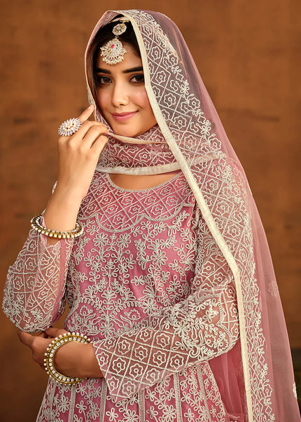 Pink Embroidered Anarkali