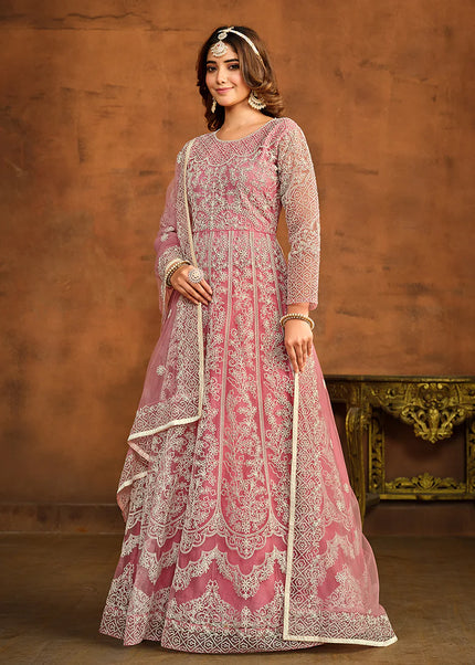 Pink Embroidered Anarkali