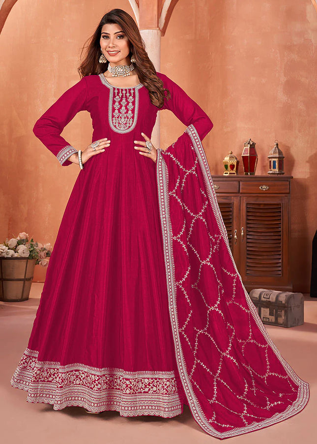 Pink Embroidered Anarkali Suit