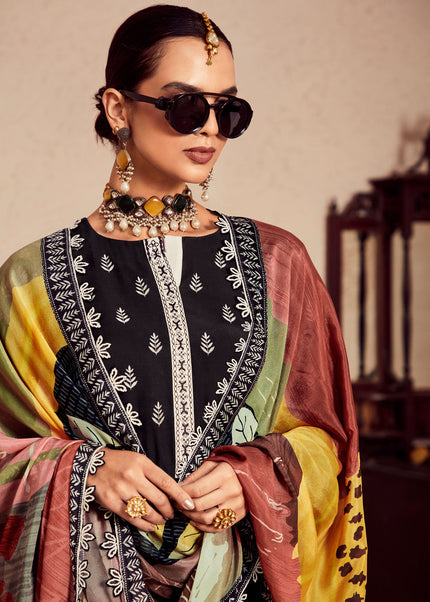 Black Embroidered Pant Style Suit