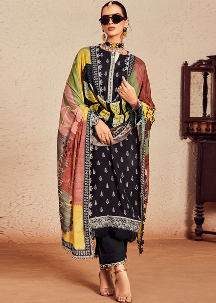 Black Embroidered Pant Style Suit