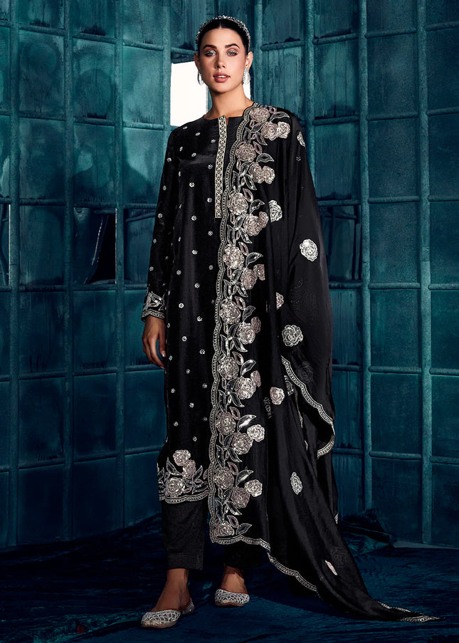Black Embroidered Pant Style Suit