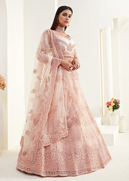 Peach Embroidered Lehenga