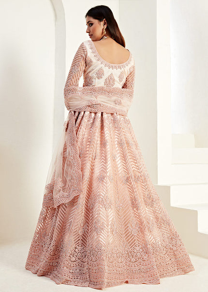 Peach Embroidered Lehenga