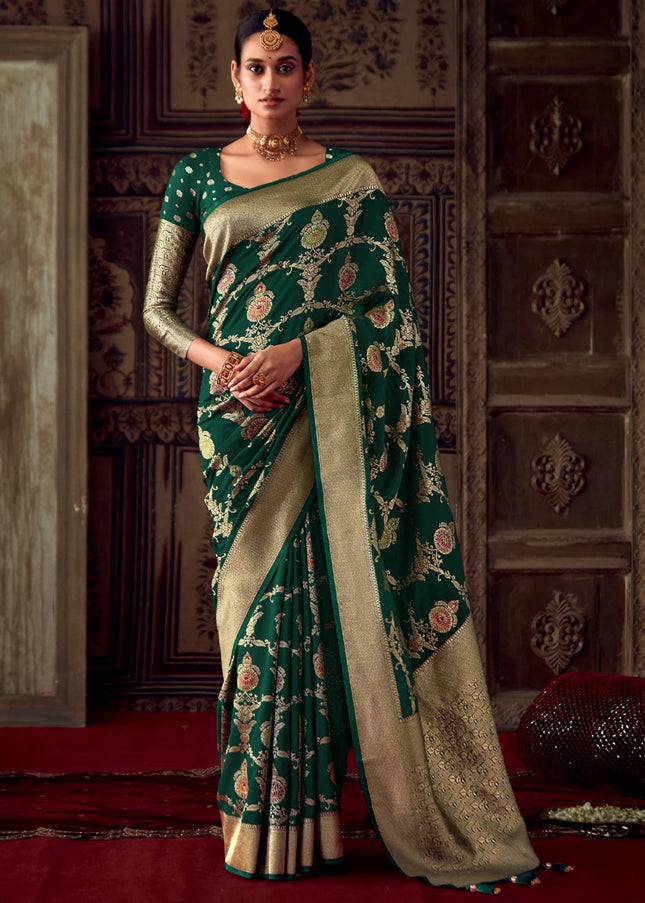 Green Zari Weaved Banarasi Saree