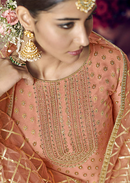 Light Pink Embroidered Gharara Suit