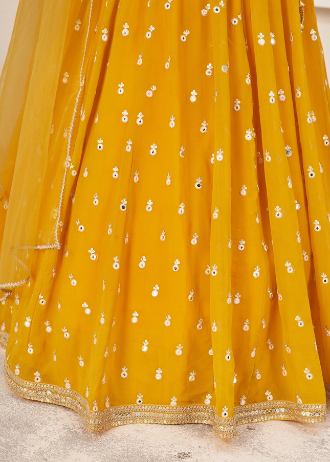 Yellow Embroidered Lehenga Choli