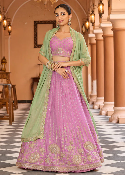 Pink Embroidered Lehenga Choli