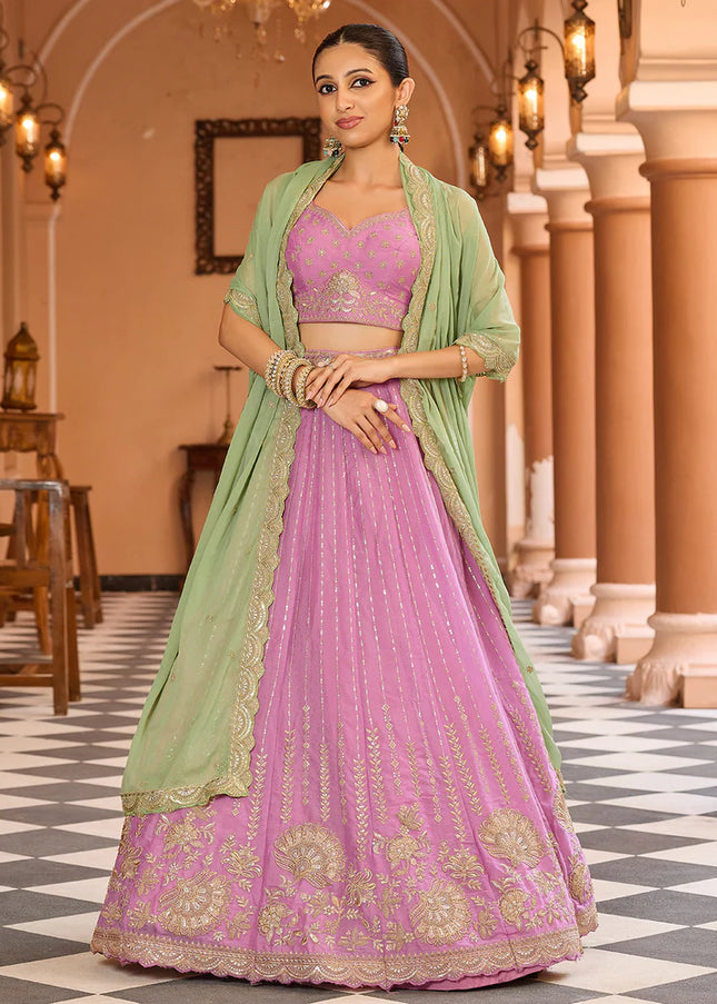 Pink Embroidered Lehenga Choli