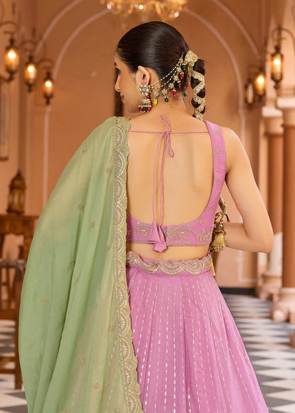 Pink Embroidered Lehenga Choli