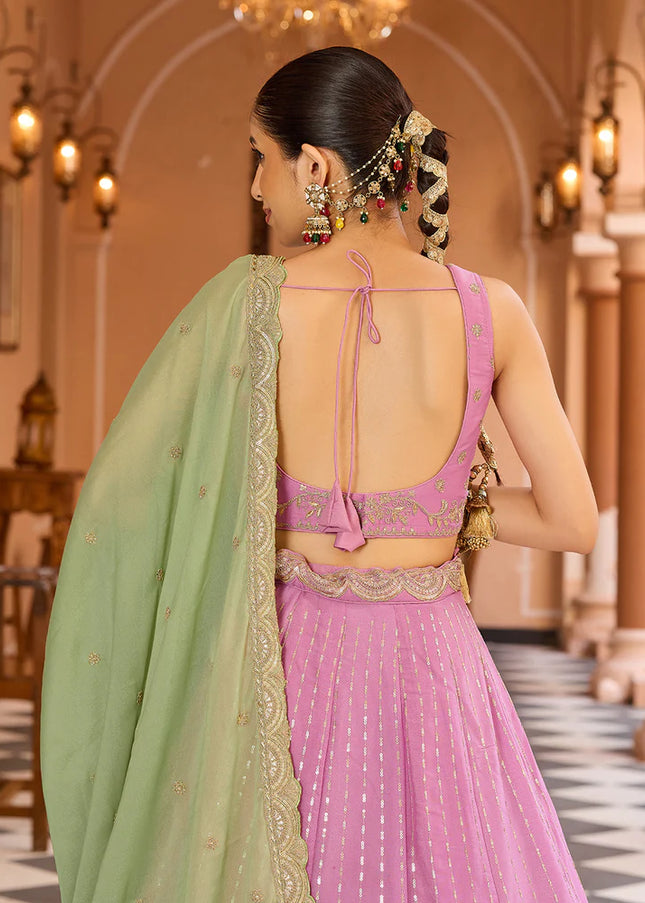 Pink Embroidered Lehenga Choli