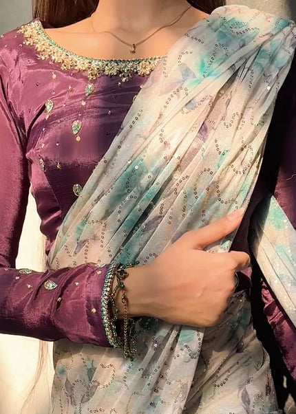 Najiaa Faisal | Pastel Bloom Saree