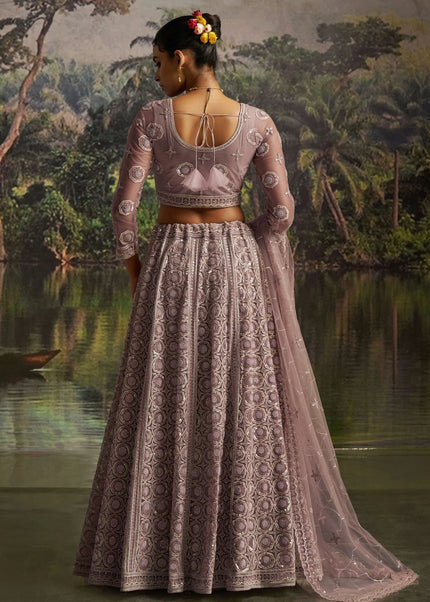 Mauve Embroidered Lehenga Choli