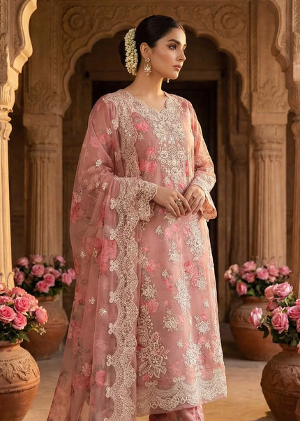 Pink Printed and Embroidered Pant Style Suit