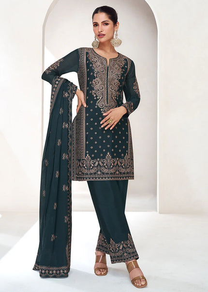 Black Embroidered Pant Style Suit