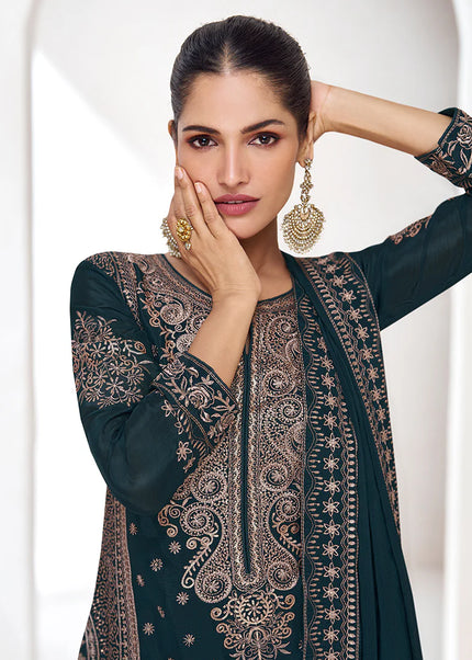 Black Embroidered Pant Style Suit