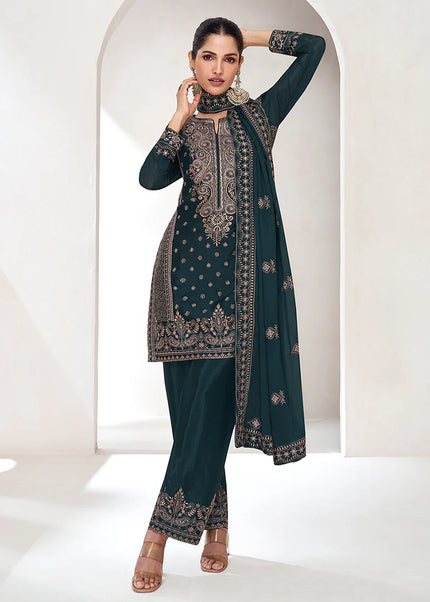 Black Embroidered Pant Style Suit