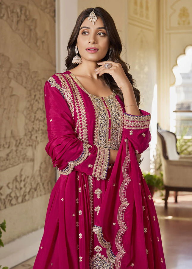 Pink Multi Embroidered Sharara Suit