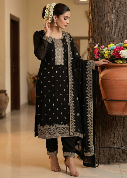Georgette Embroidered Pant Style Suit Series