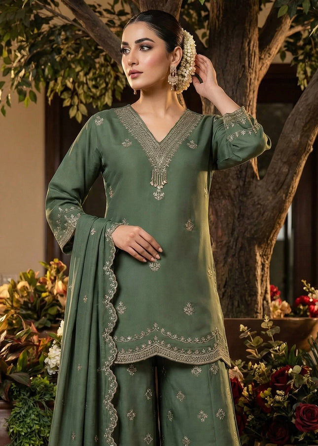 Roman Silk Embroidered Palazzo Suit Series