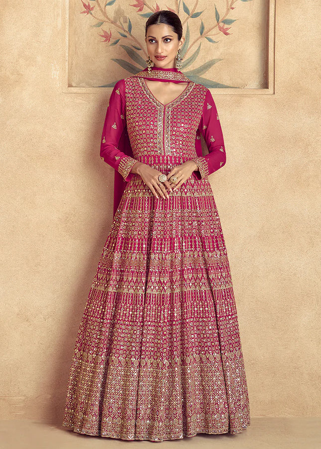 Pink Embroidered Anarkali Gown