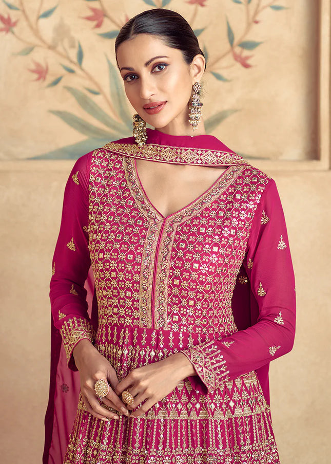 Pink Embroidered Anarkali Gown