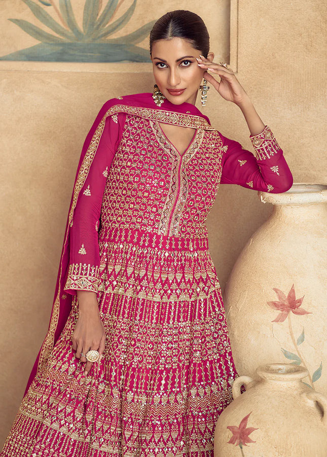 Pink Embroidered Anarkali Gown