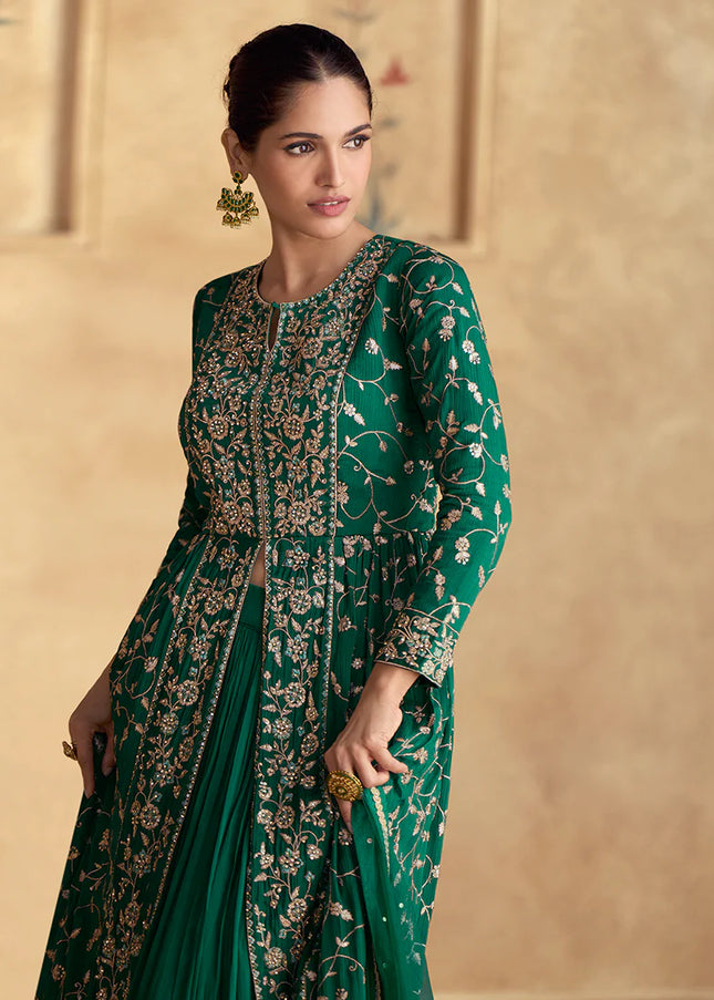 Green Embroidered Lehenga Anarkali