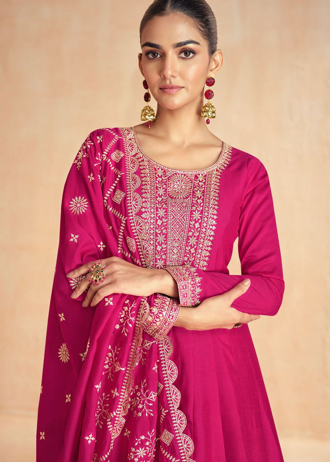 Pink Embroidered Anarkali Gown