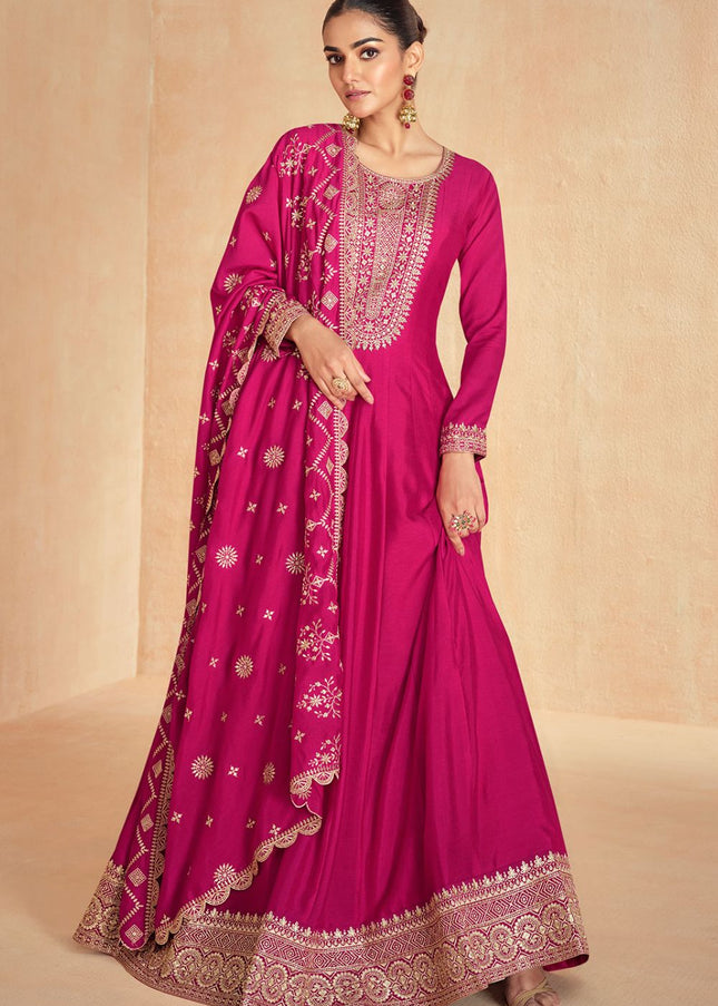 Pink Embroidered Anarkali Gown