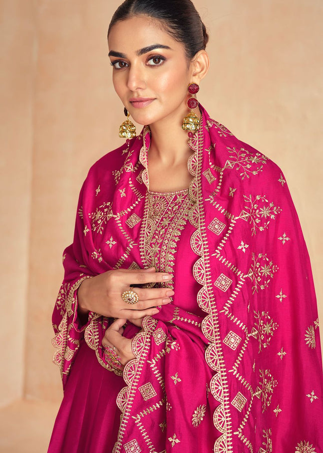 Pink Embroidered Anarkali Gown