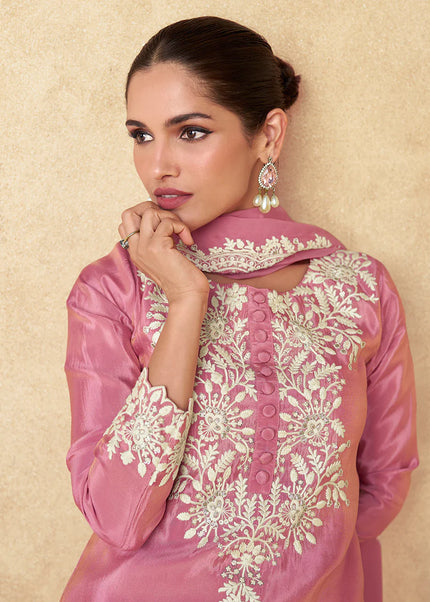 Pink Embroidered Gharara Suit