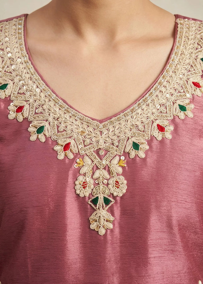 Mauve Embroidered Sharara Suit