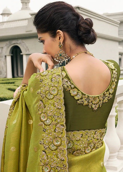 Green Embroidered Wedding Saree