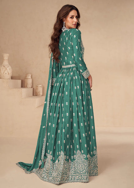 Green Embroidered Lehenga Anarkali