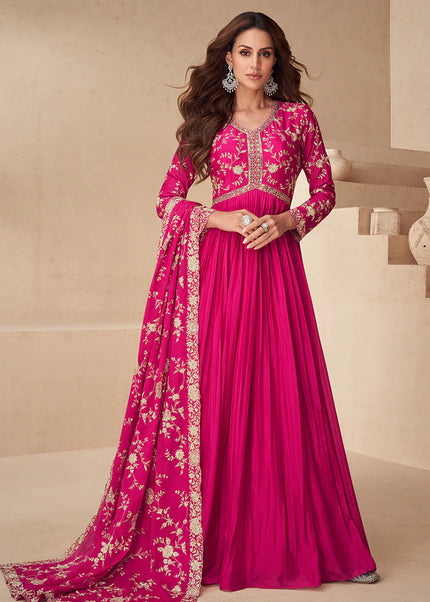 Pink Embroidered Anarkali Gown