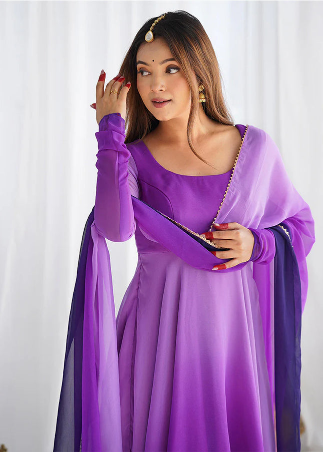 Purple Shaded Georgette Anarkali Suit