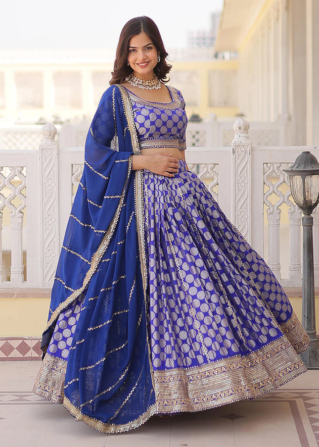 Blue Embroidered Lehenga Choli