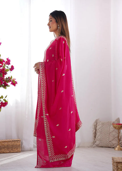 Pink Embroidered Pant Style Suit