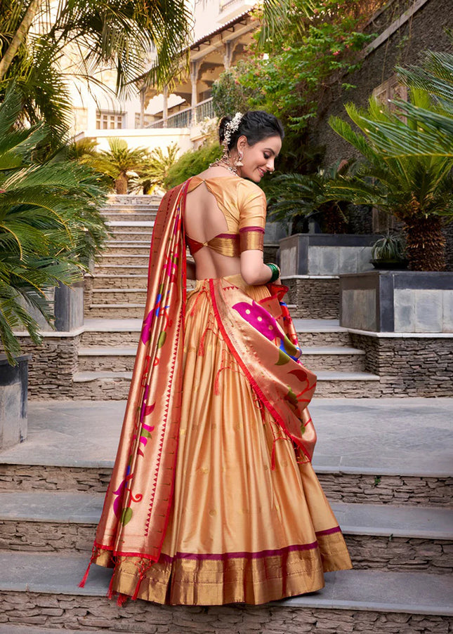 Beige Weaved Lehenga Choli