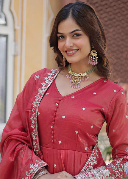 Pink Embroidered Anarkali Gown
