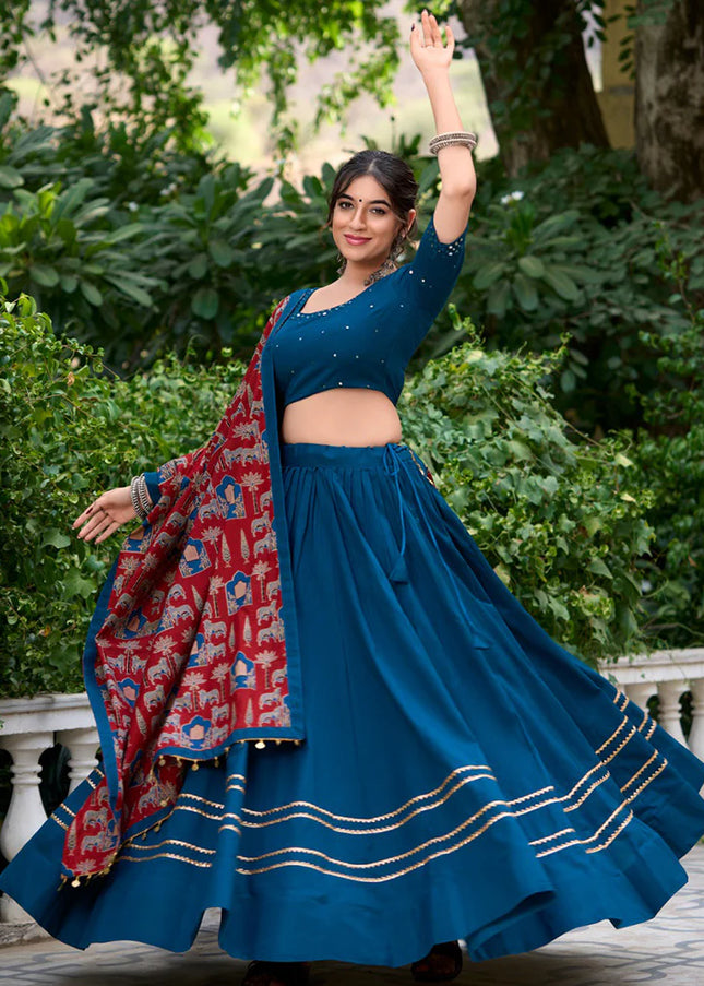Blue Embroidered Lehenga Choli