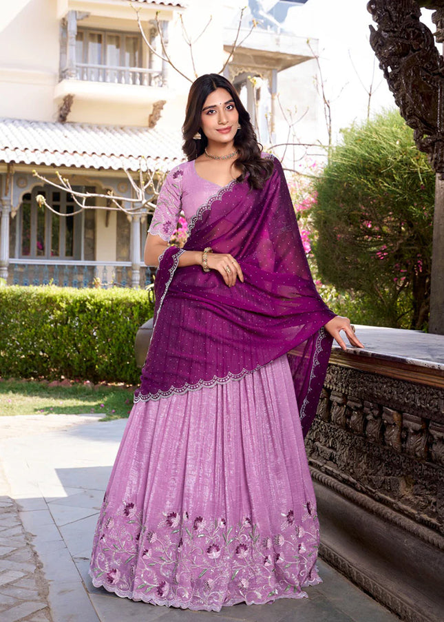 Lavender Embroidered Lehenga Choli