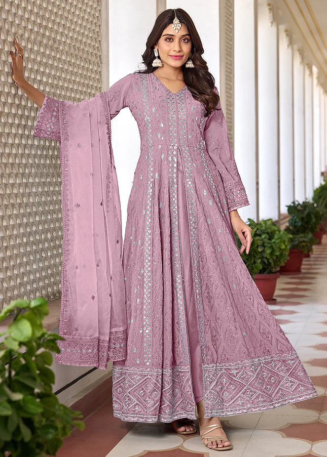 Light Pink Embroidered Pant Style Anarkali