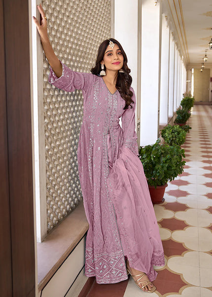 Light Pink Embroidered Pant Style Anarkali
