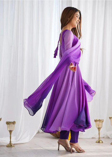 Purple Shaded Georgette Anarkali Suit